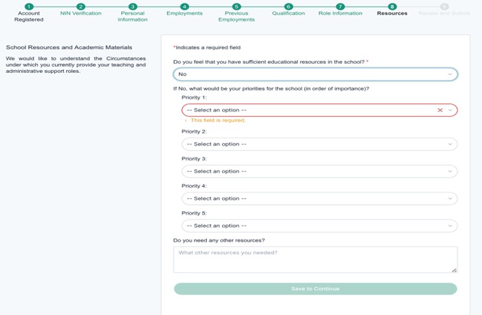 School Resources Form