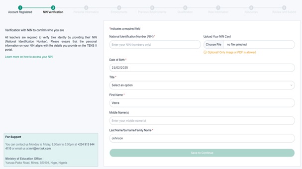 NIN and Personal Information Form