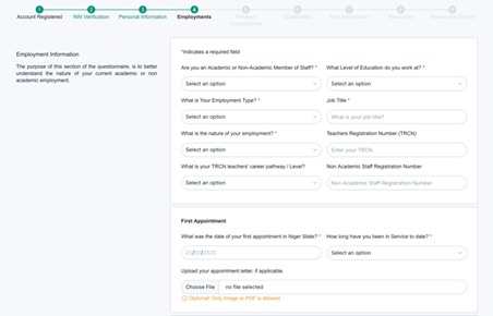 Employment Information Form 2